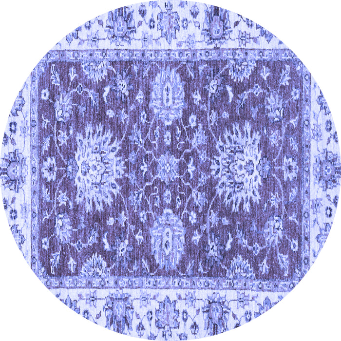 Round Machine Washable Oriental Blue Traditional Rug, wshabs2433blu