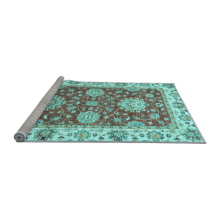 Sideview of Machine Washable Oriental Light Blue Traditional Rug, wshabs2433lblu