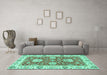 Machine Washable Oriental Turquoise Traditional Area Rugs in a Living Room,, wshabs2433turq