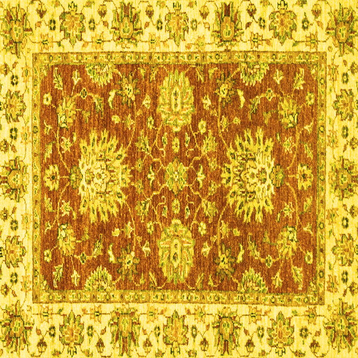 Square Machine Washable Oriental Yellow Traditional Rug, wshabs2433yw