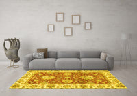 Machine Washable Oriental Yellow Traditional Rug, wshabs2433yw