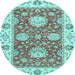 Round Oriental Light Blue Traditional Rug, abs2433lblu