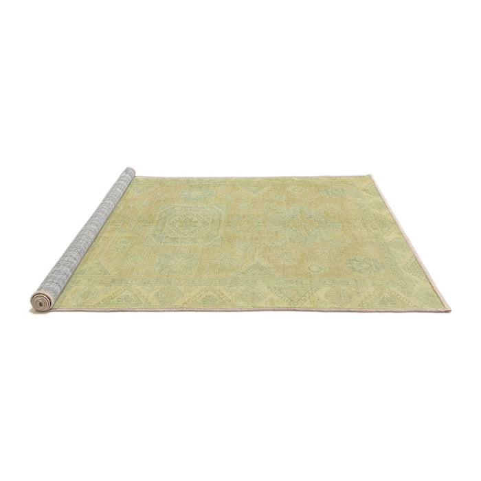 Sideview of Machine Washable Abstract Brown Gold Rug, wshabs2434