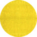 Round Abstract Yellow Modern Rug, abs2434yw