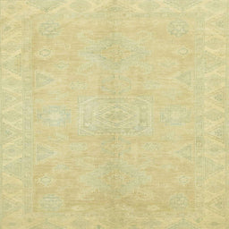 Square Machine Washable Abstract Brown Gold Rug, wshabs2434