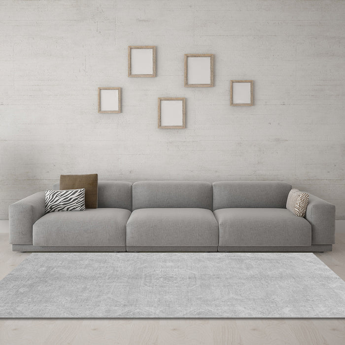 Machine Washable Abstract Gray Modern Rug in a Living Room,, wshabs2434gry