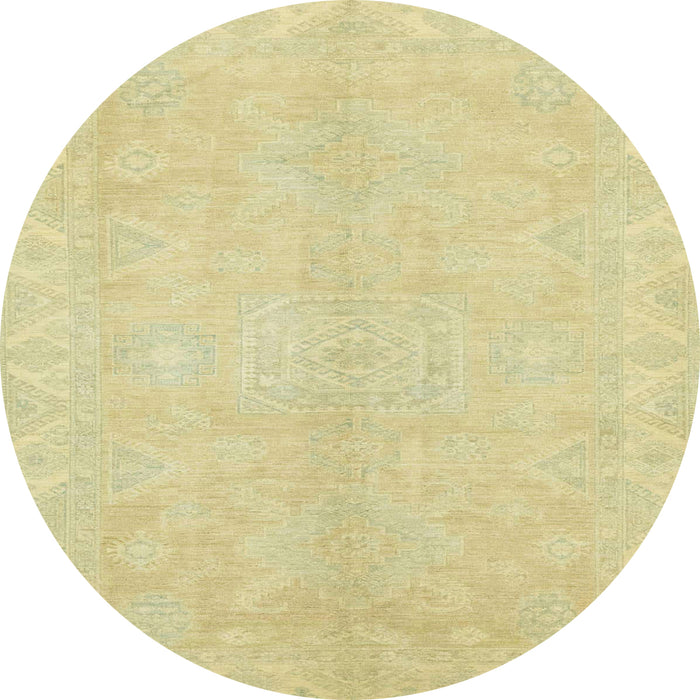Round Machine Washable Abstract Brown Gold Rug, wshabs2434