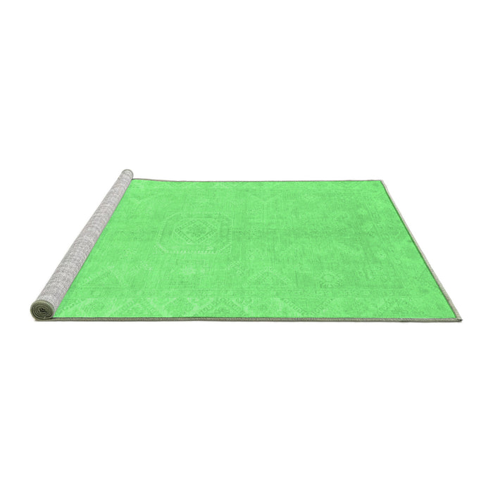 Sideview of Machine Washable Abstract Emerald Green Modern Area Rugs, wshabs2434emgrn