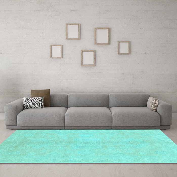 Machine Washable Abstract Light Blue Modern Rug in a Living Room, wshabs2434lblu