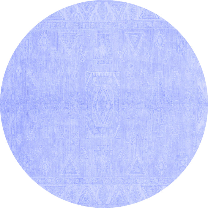 Round Abstract Blue Modern Rug, abs2434blu