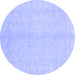 Round Abstract Blue Modern Rug, abs2434blu