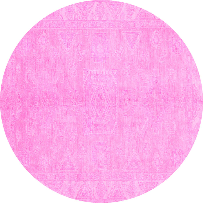 Round Abstract Pink Modern Rug, abs2434pnk