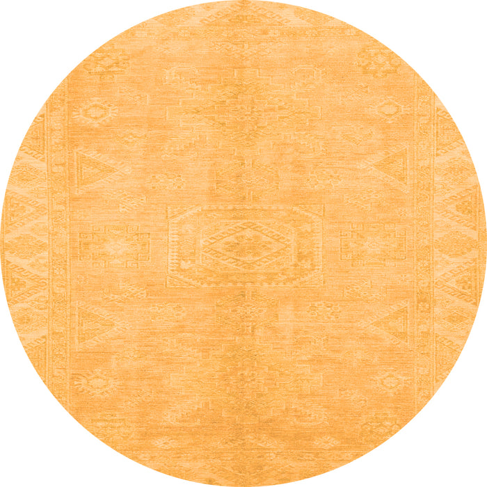 Round Abstract Orange Modern Rug, abs2434org