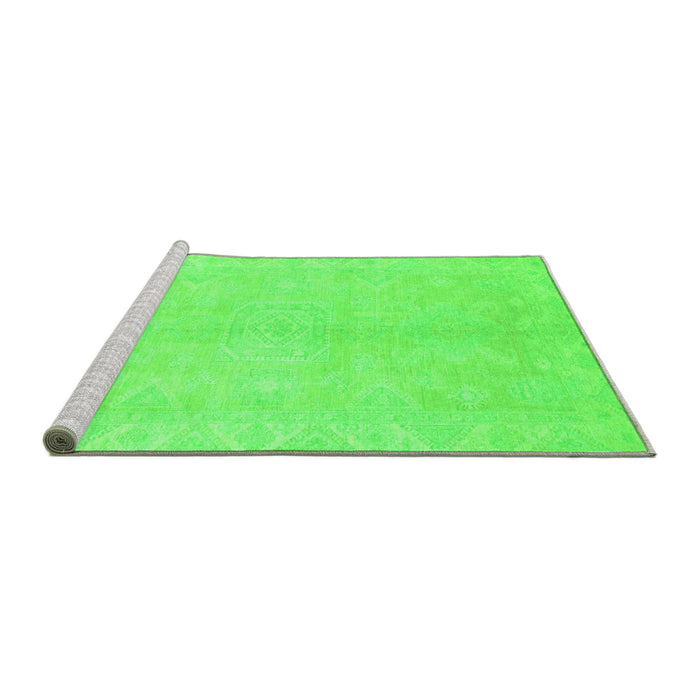 Sideview of Machine Washable Abstract Green Modern Area Rugs, wshabs2434grn
