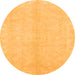 Round Machine Washable Abstract Orange Modern Area Rugs, wshabs2434org