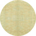 Round Abstract Brown Gold Modern Rug, abs2434