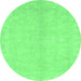 Round Abstract Emerald Green Modern Rug, abs2434emgrn