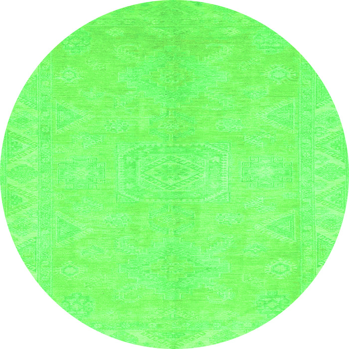 Round Machine Washable Abstract Green Modern Area Rugs, wshabs2434grn