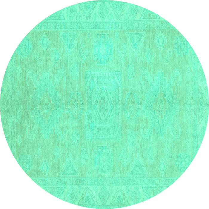 Round Abstract Turquoise Modern Rug, abs2434turq