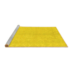 Sideview of Machine Washable Abstract Yellow Modern Rug, wshabs2434yw
