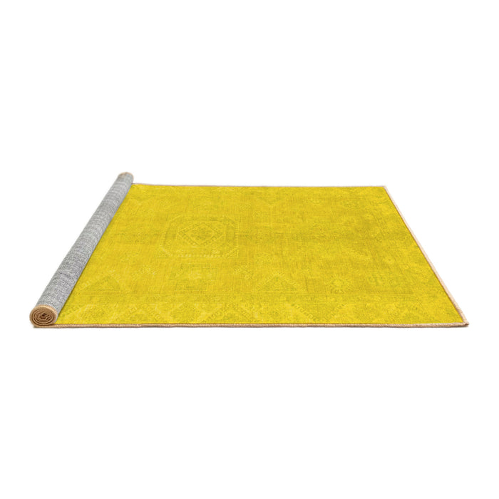 Sideview of Machine Washable Abstract Yellow Modern Rug, wshabs2434yw