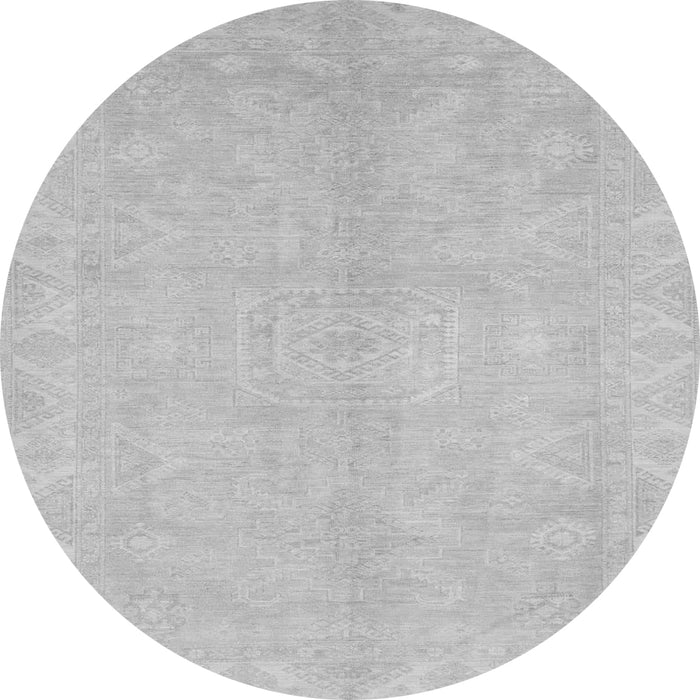 Round Machine Washable Abstract Gray Modern Rug, wshabs2434gry
