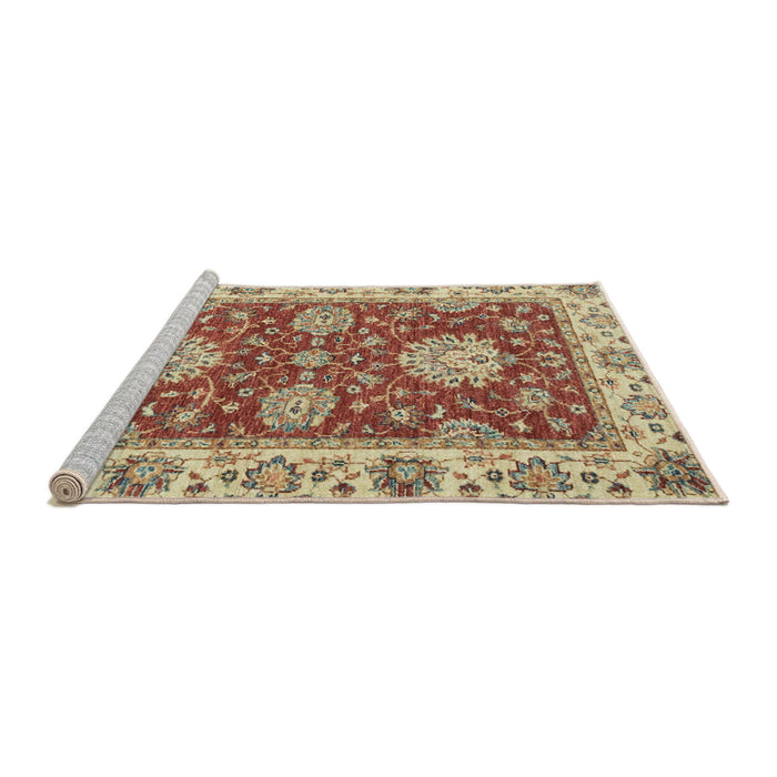 Sideview of Machine Washable Abstract Chestnut Red Rug, wshabs2435