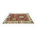 Sideview of Machine Washable Abstract Chestnut Red Rug, wshabs2435