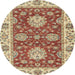 Round Machine Washable Abstract Chestnut Red Rug, wshabs2435