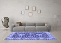 Machine Washable Oriental Blue Traditional Rug, wshabs2435blu