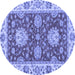 Round Oriental Blue Traditional Rug, abs2435blu