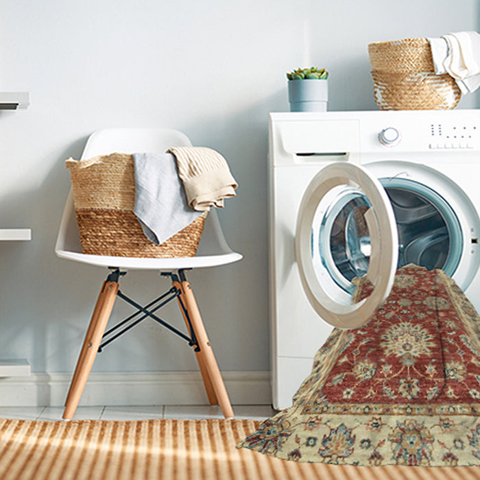 Machine Washable Abstract Chestnut Red Rug in a Washing Machine, wshabs2435