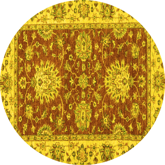 Round Oriental Yellow Traditional Rug, abs2435yw