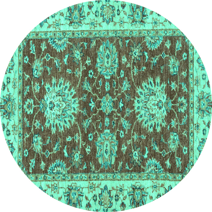Round Oriental Turquoise Traditional Rug, abs2435turq