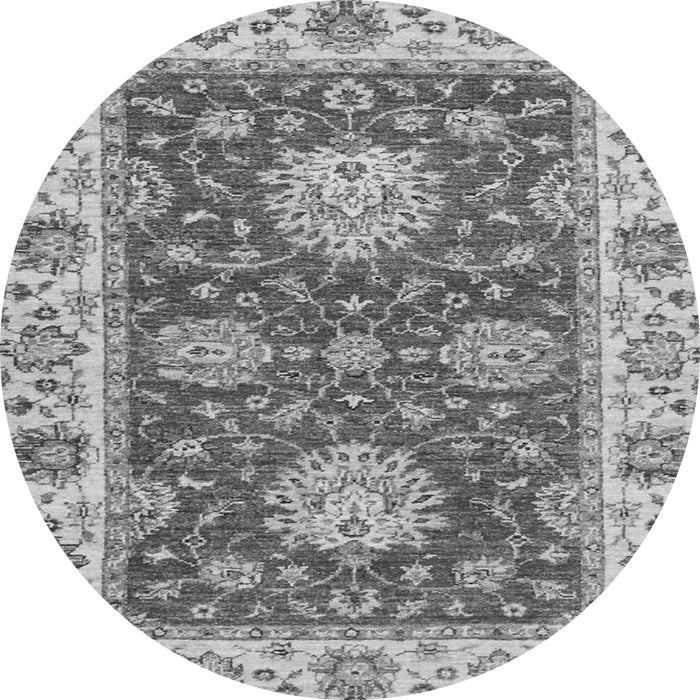 Round Machine Washable Oriental Gray Traditional Rug, wshabs2435gry