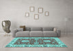 Machine Washable Oriental Light Blue Traditional Rug in a Living Room, wshabs2435lblu