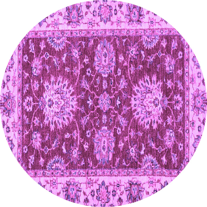 Round Machine Washable Oriental Purple Traditional Area Rugs, wshabs2435pur