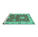 Sideview of Machine Washable Oriental Turquoise Traditional Area Rugs, wshabs2435turq