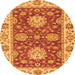 Round Machine Washable Oriental Orange Traditional Area Rugs, wshabs2435org