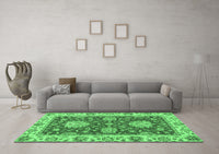 Machine Washable Oriental Emerald Green Traditional Rug, wshabs2435emgrn