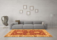 Machine Washable Oriental Orange Traditional Rug, wshabs2435org