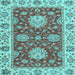 Square Machine Washable Oriental Light Blue Traditional Rug, wshabs2435lblu