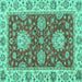 Square Oriental Turquoise Traditional Rug, abs2435turq