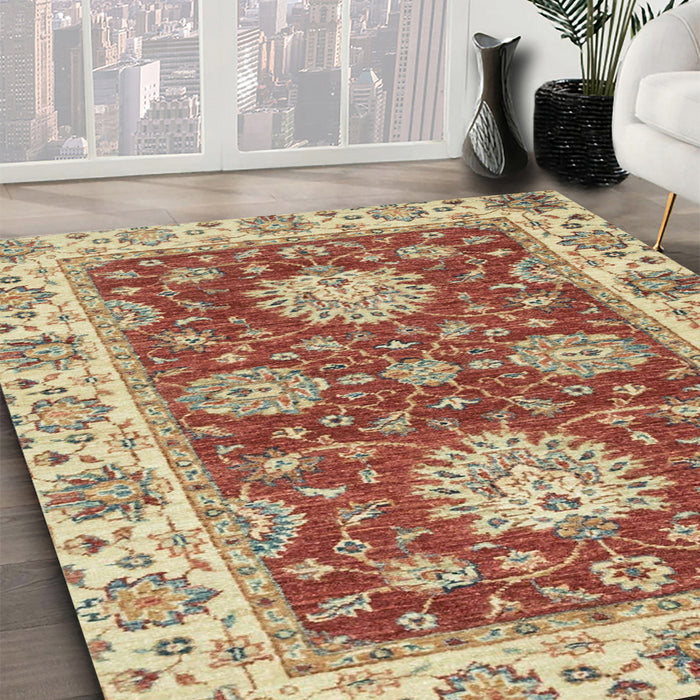 Machine Washable Abstract Chestnut Red Rug in a Family Room, wshabs2435