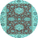 Round Oriental Light Blue Traditional Rug, abs2435lblu