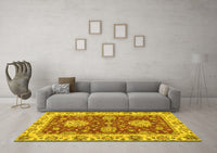 Machine Washable Oriental Yellow Traditional Rug, wshabs2435yw