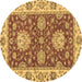 Round Machine Washable Oriental Brown Traditional Rug, wshabs2435brn