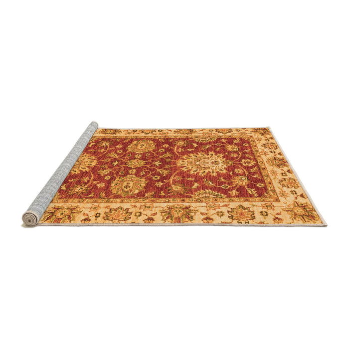 Sideview of Machine Washable Oriental Orange Traditional Area Rugs, wshabs2435org