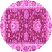 Round Oriental Pink Traditional Rug, abs2435pnk