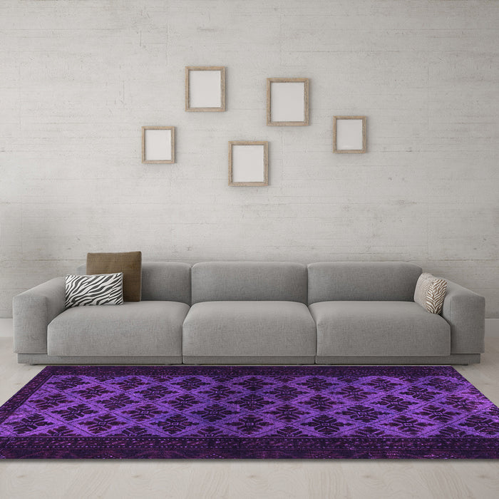 Machine Washable Abstract Purple Modern Area Rugs in a Living Room, wshabs2436pur